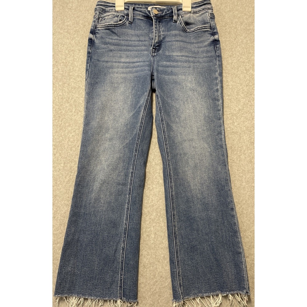 Flying Monkey Jeans Womens 29 Blue Distressed Raw Hem Stretch Denim Mid Rise